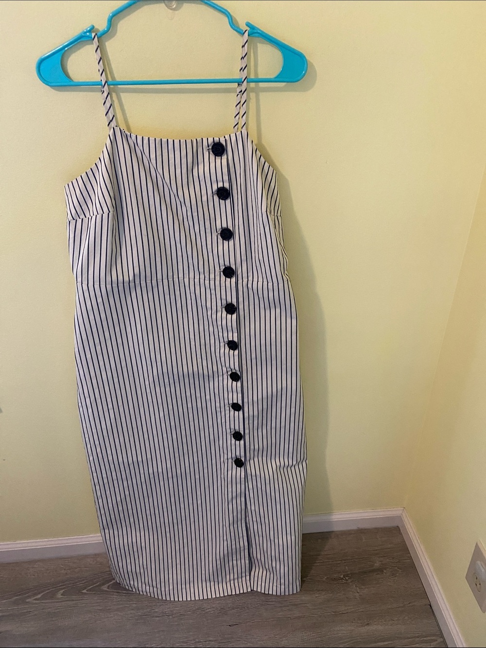 Who What Wear Cream Dress with Navy Stripes